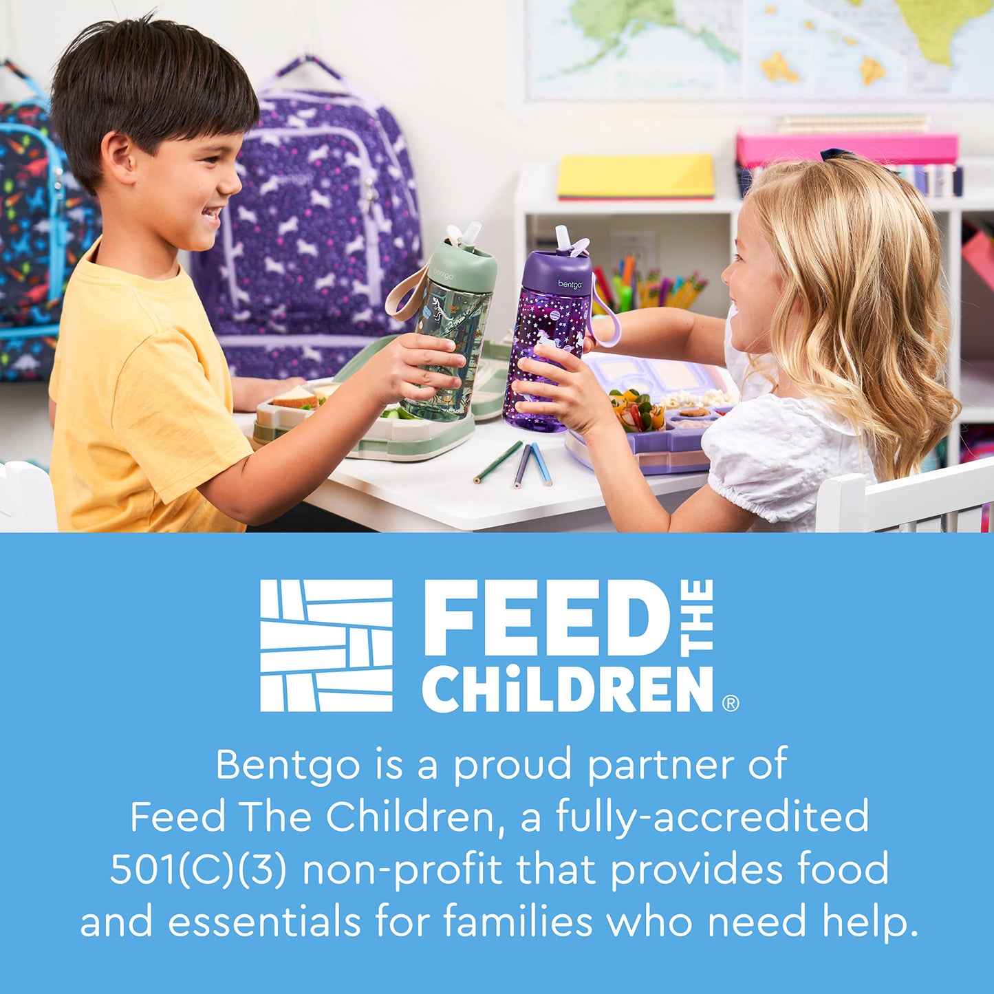 Bentgo Kids Water Bottle - Leak-Proof, Durable Tritan™, BPA-Free 15 oz. Cup for Kids/Toddlers Ages 3+ - Flip-Up Straw & Dishwasher Safe for School, Sports, Daycare & Camp (Dinosaur)