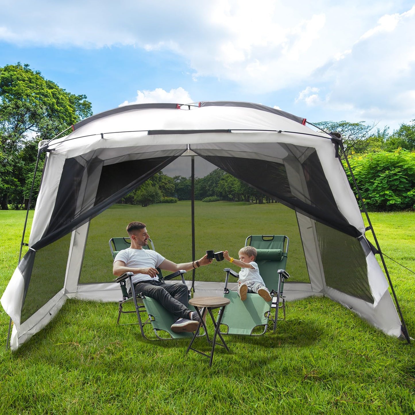 Thinlute 12' X 12' Screen Tent for Camping Canopy Easy Set Up Camper Screen House Room Porch Screened Gazebo 8-10 Person Screenhouse Bug Mesh Shade Tent UPF 50+ Screen Sun Shelter for Outdoor Patios