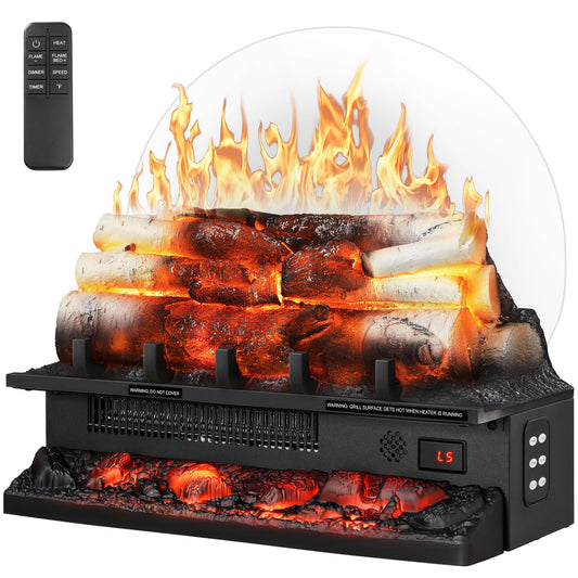 Antarctic Star 21 Inch Electric Fireplace Log Heater Remote Control Real Flame Effect Ember Bed, Overheated Protection, Adjustable Brightness, Speed, Temp and Sound Effect, Indoor Use 750W/1500W