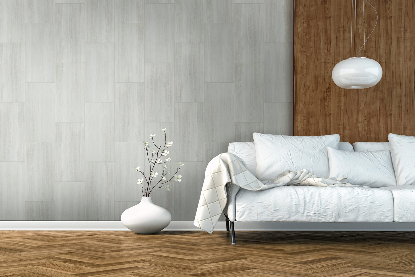 MSI AMZ-LVT-0174P 7 inch x 48 inch Luxury, Rigid Core Planks, Tile, Click Lock Floating Floor, Waterproof LVT Vinyl, 11.81" W x 23.62 L X 5mm T, White Ocean White-Cool, 1278 Square Feet