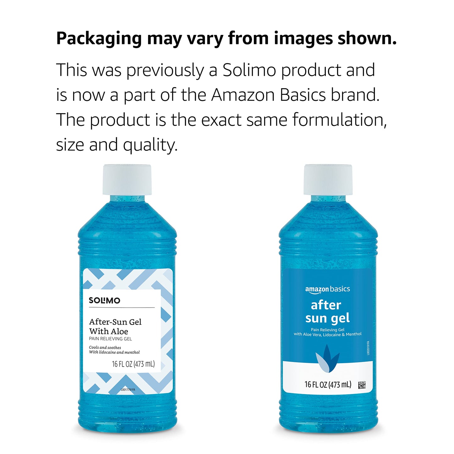 Amazon Basics After Sun Gel with Aloe Vera, Lidocaine and Menthol, 16 Fl Oz (Pack of 2) (Previously Solimo)