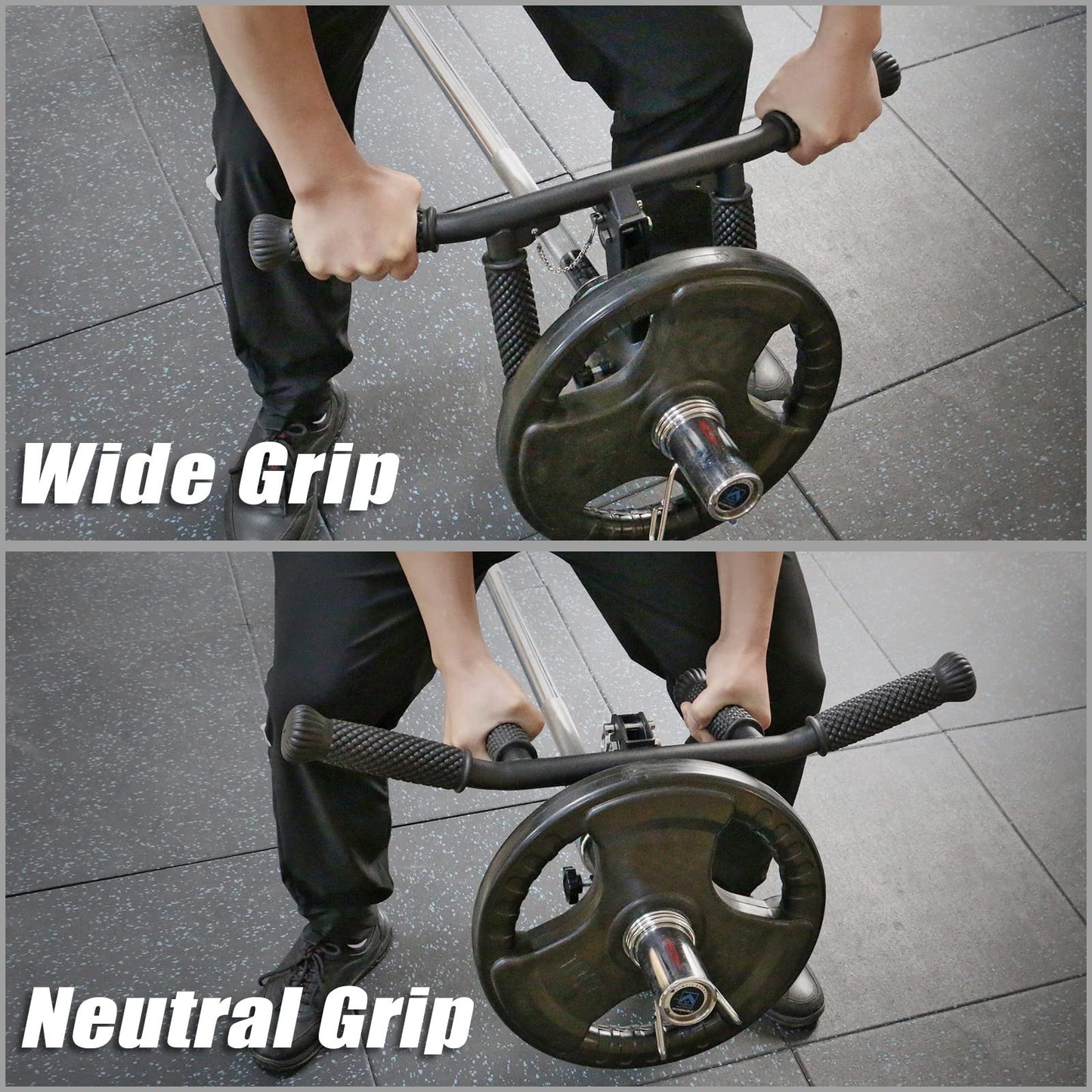 SELEWARE T Bar Row Attachment for 2" Olympic Barbell Bar, Solid Adjustable Multi-Grip Landmine Handle Attachment with Non-Slip Rubber Handle, Fits 2" Olympic Bars Strength Training Bars