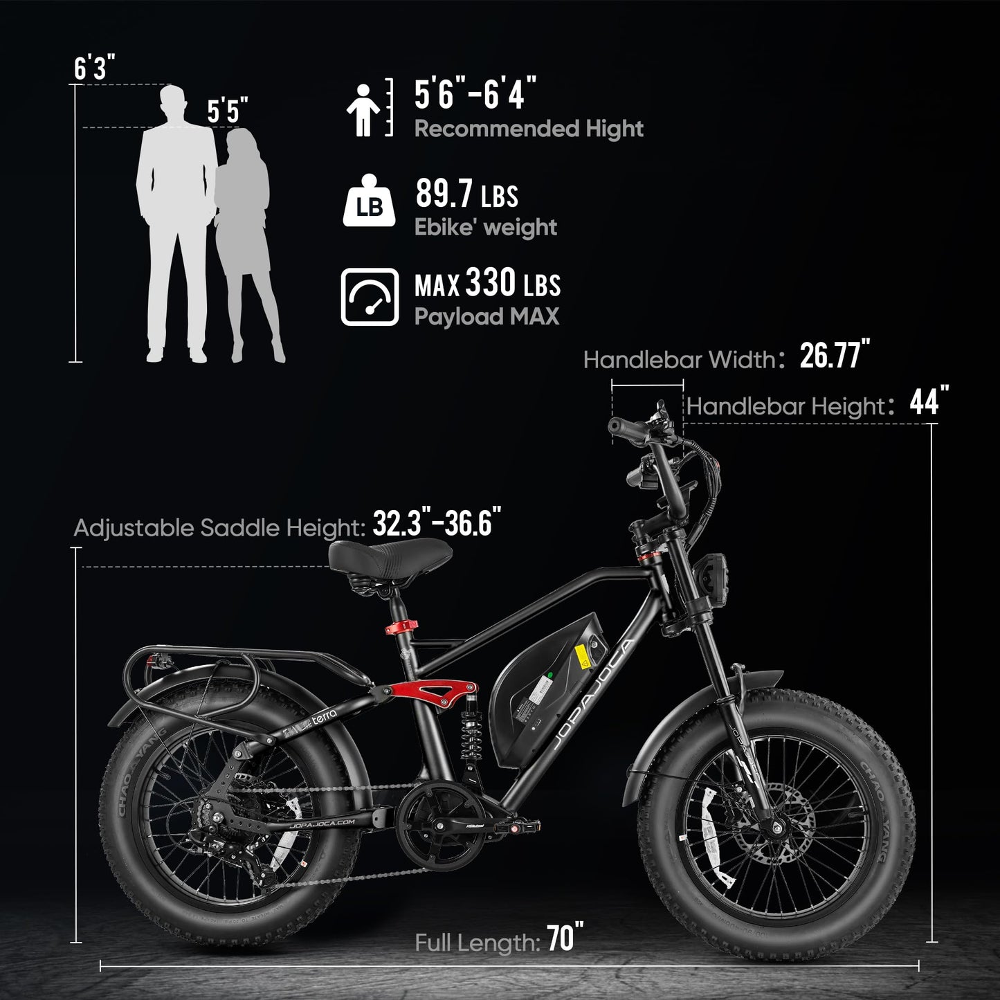 Eahora Terra/TerraⅡ Peak 1500W/3000W Electric Bike for Adults 30-33MPH 80Miles Long Range Full Suspension Dual Motors EBike 48V 15A Battery Electric Mountain Bike