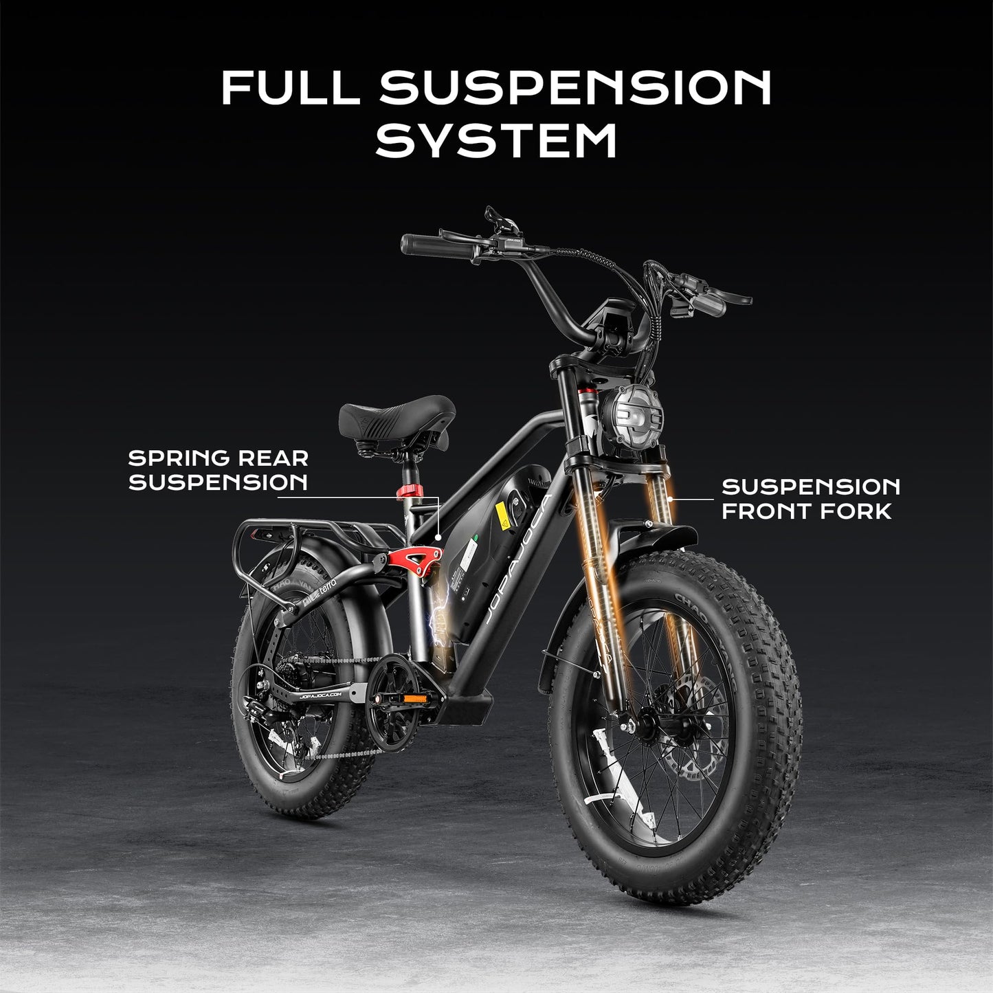 Eahora Terra/TerraⅡ Peak 1500W/3000W Electric Bike for Adults 30-33MPH 80Miles Long Range Full Suspension Dual Motors EBike 48V 15A Battery Electric Mountain Bike