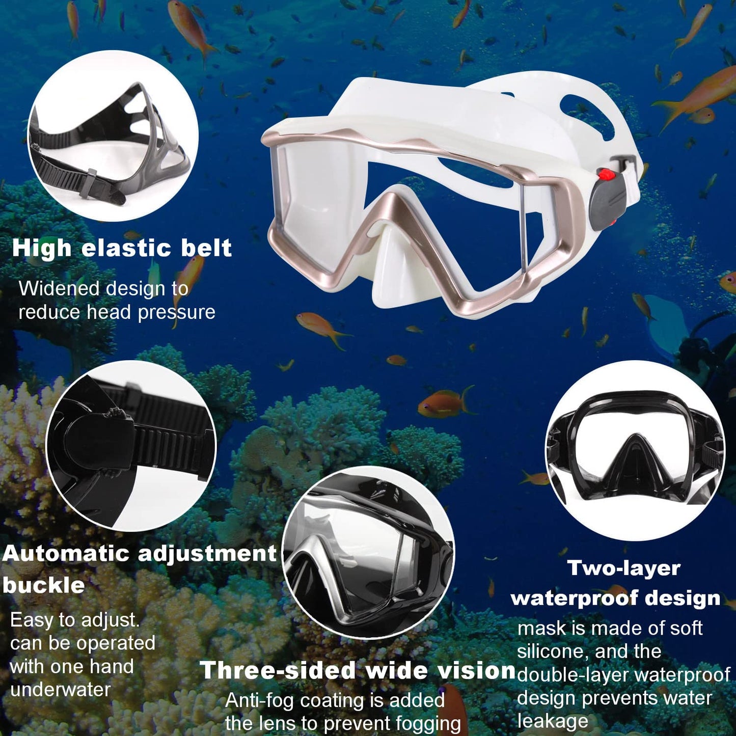 AQUA A DIVE SPORTS Diving mask Anti-Fog Swimming Snorkel mask Suitable for Adults Scuba Dive Swim Snorkeling Goggles Masks