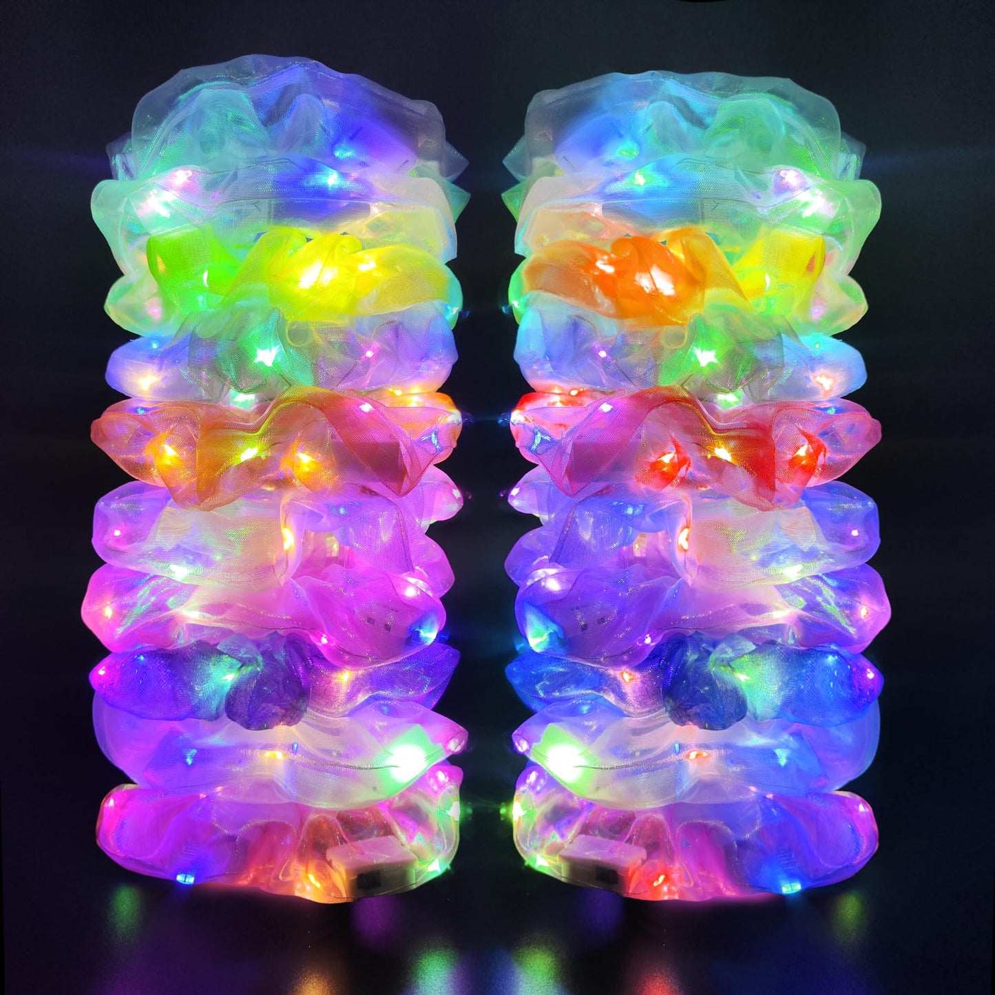 Light Up Scrunchies Party Favor, Easter Gifts LED Scrunchy Hair Ties for Women & Girls Hair 80s, Glow in the Dark Party Supplies Festival Rave Accessories for Neon Glow Party