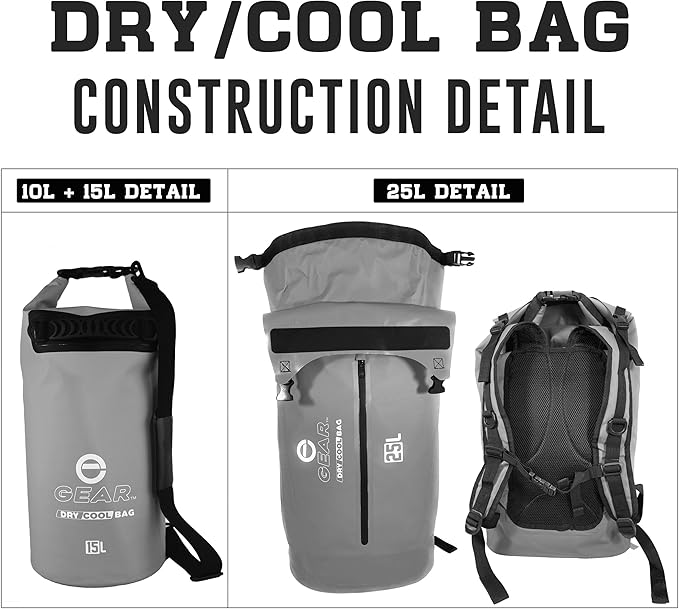 Insulated Dry Bag Floating Cooler – 10L / 15L / 25L Roll Top, Leak Proof, Waterproof, Collapsible, with Padded Shoulder Strap - Perfect for Kayaking Fishing Beach