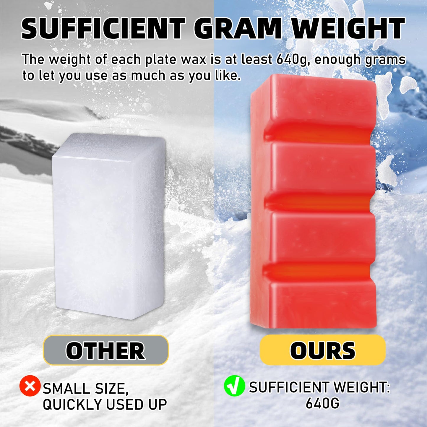 1.3 LB Large Snowboard Wax Universal Ski Wax Snow Block Wax, 7 x 3.5 in Snowboard and Ski Wax for Protecting The Ski and Snowboard Accessories