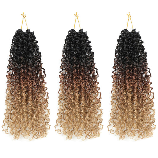 Aksice 10 Inch 3 Packs Yanky Twist Crochet Hair for Women Pre-looped Mini Twist Hair Bohemian Passion Twist Crochet Hair Boho Crochet Braids Synthetic (1B/30/27)