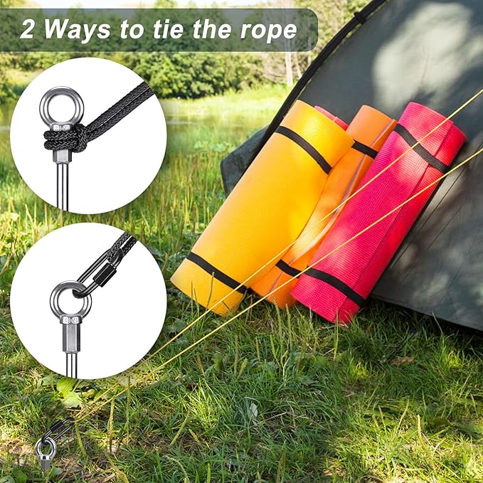 12 Inch Ground Anchors, 8 Pcs Heavy Duty Tent Stakes, Easy to Install and Reusable, for Camping Tents, Trampolines, Sheds, Swing Sets, Securing Animals