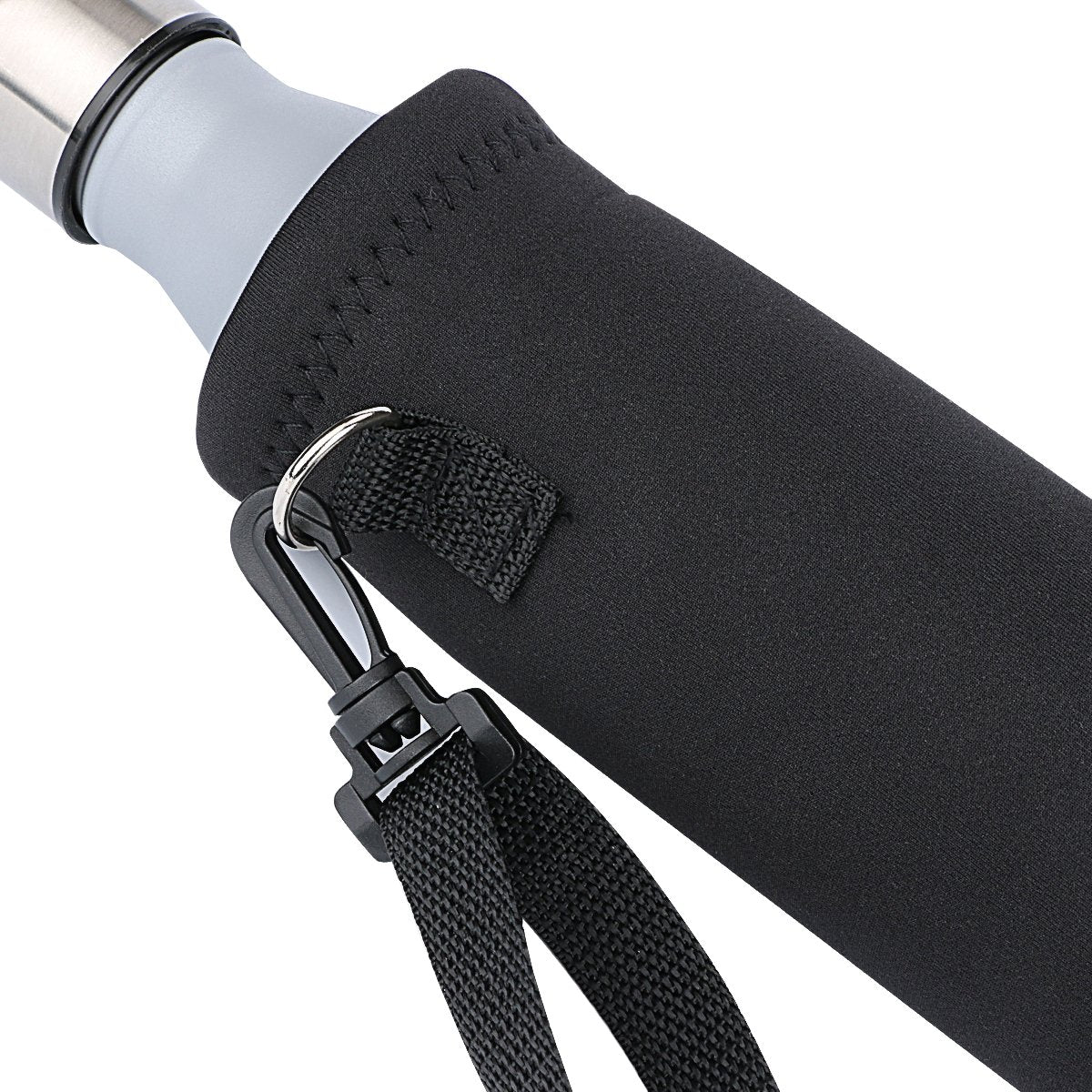 RICHEN Neoprene Water Bottle Carrier Bag with Adjustable Shoulder Strap,Insulated Water Bottle Cover for 500ml/16oz Stainless Steel/Glass/Plastic Bottles (Black,500ML)