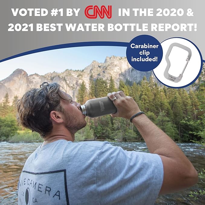 Healthy Human Stainless Steel Water Bottle | Double Walled Vacuum Insulated Water Thermos for Adults | Eco-Friendly Travel Bottles with Leak Proof Lid (Slate Gray, 21 oz/ 621 ML)