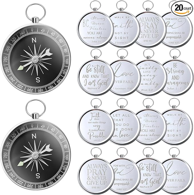 Fumete Christian Gift Compasses Hiking Scripture Religious Bible Vintage Church Sunday School Gift for Student Teacher