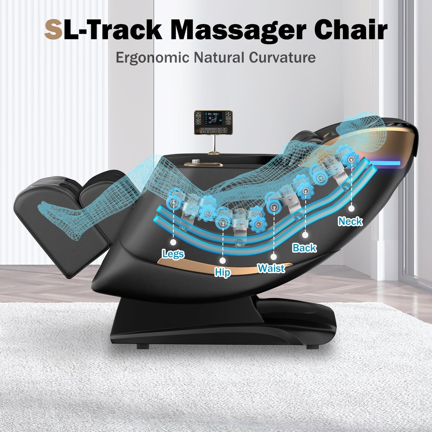 Culanta Massage Chair Full Body, Zero Gravity SL-Track Shiatsu Massage Recliner Chair with Body Scan, Airbags, Foot Rollers, Deep Yoga Stretch, Heating (U1-Black)