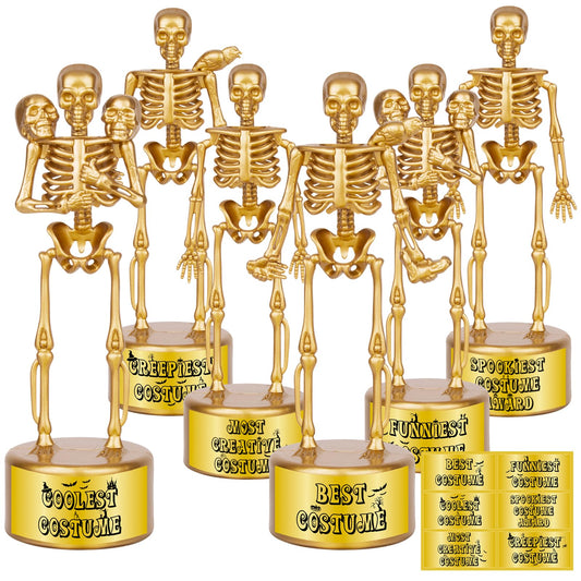 AORZIT Halloween Trophy 6 Pack Best Costume Skeleton Trophies for Kids Adults, Halloween Skeleton Funny Trophy Plastic Tropies for Contest Awards, Halloween Party Prizes for Adults Party Supplies(B)