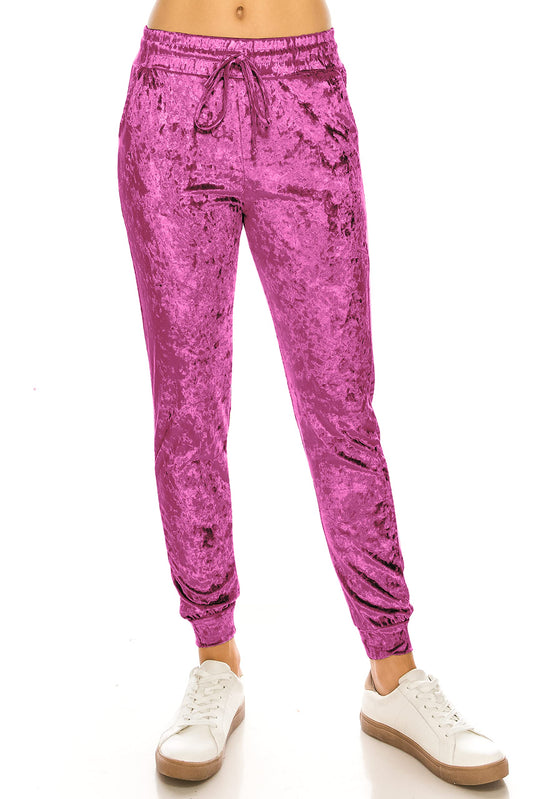 ALWAYS Women Velvet Jogger Pants - Crushed Velour Solid Basic Premium Soft Stretch Warm Winter Sweatpants Joggers Lavender X-Small