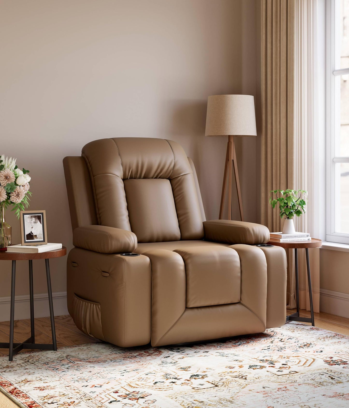 Power Lift Recliner Chair - Heat and Massage, Faux PU Electric Lift Recliner for Elderly & Mobility Impaired, Adjustable Back and Legs, Heavy Duty Lift Chair for Seniors