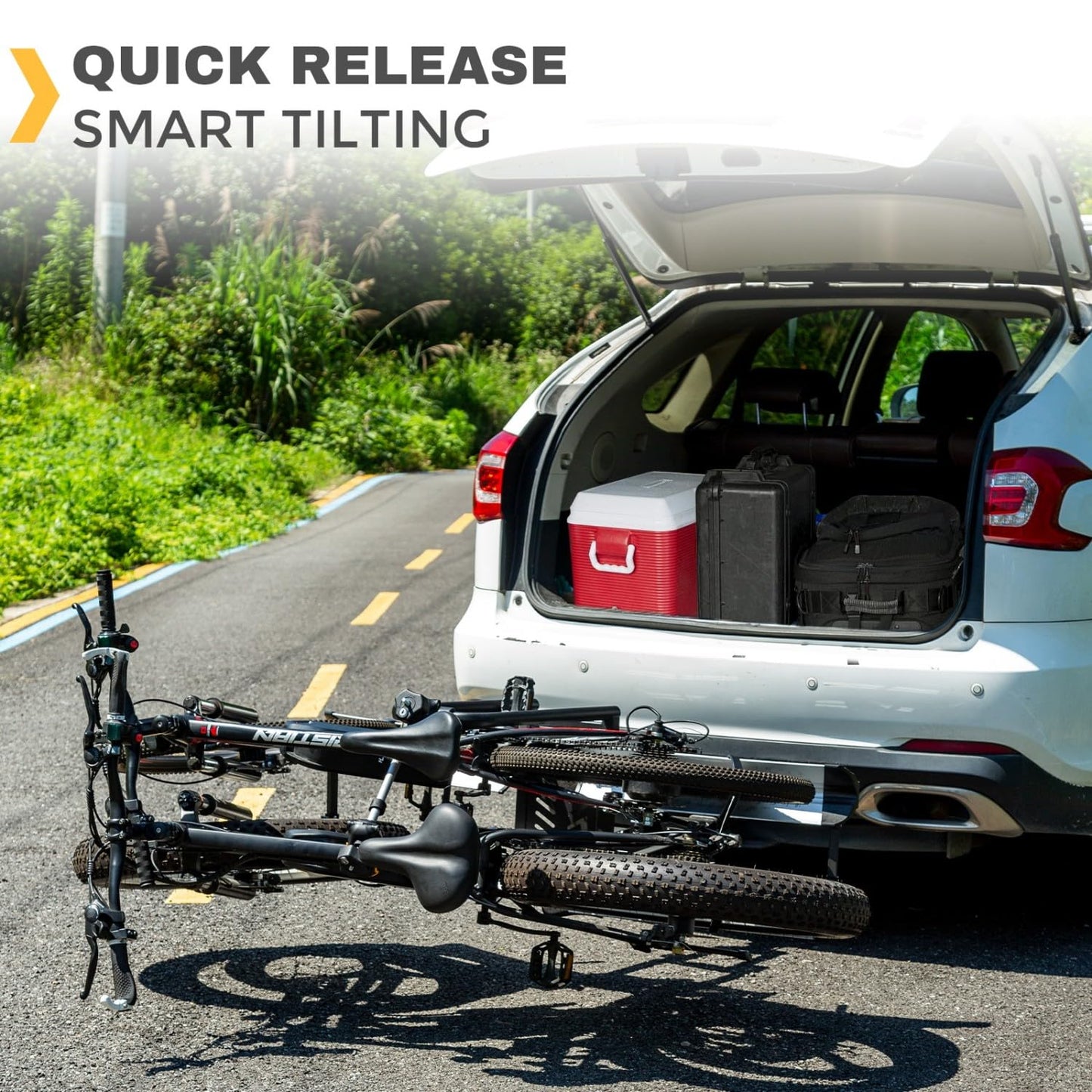 2 Bike Rack Hitch Mount, 200 lbs Electric Bicycle Carrier Rack Platform Style for Cars Trucks SUVs Minivans, fits MTB Gravel Road Bike with Up to 5-inch Fat Tire Carrier Rack - 2" Hitch Receiver