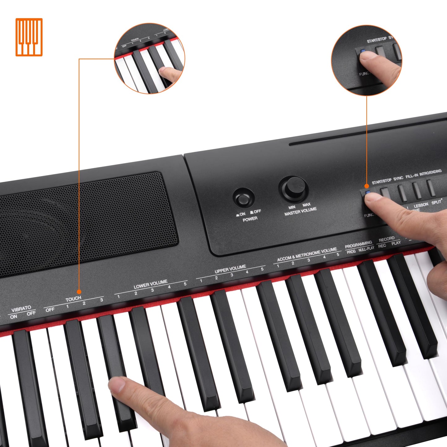 Amazon Basics Electric Keyboard 88-Keys, Semi-Weighted Digital Piano For Performance with Sustain Pedal, Power Supply, 2 Speakers, Lesson Mode, Black