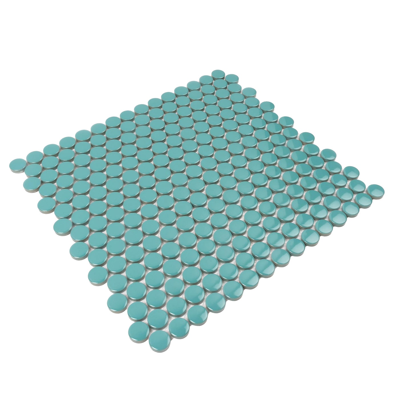 10 Ceramic Penny Round Tile Sheets, 9.87 SqFt/Box. Glossy Turquoise 11.46 X 12.4 in. Porcelain Wall Backsplash & Floor Decorative Mosaic Tile. Easy Install for Kitchens, Bathrooms Decor/Remodel