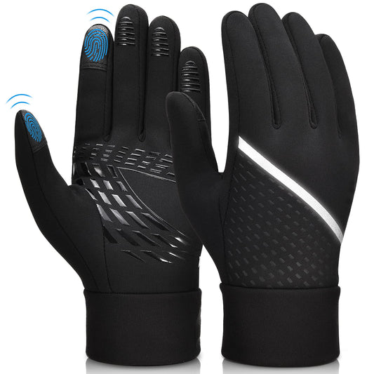 OOPOR Winter Warm Running Sports Gloves - Cold Weather Ski Outdoor Thermal Bike Black Mittens for Man Woman M