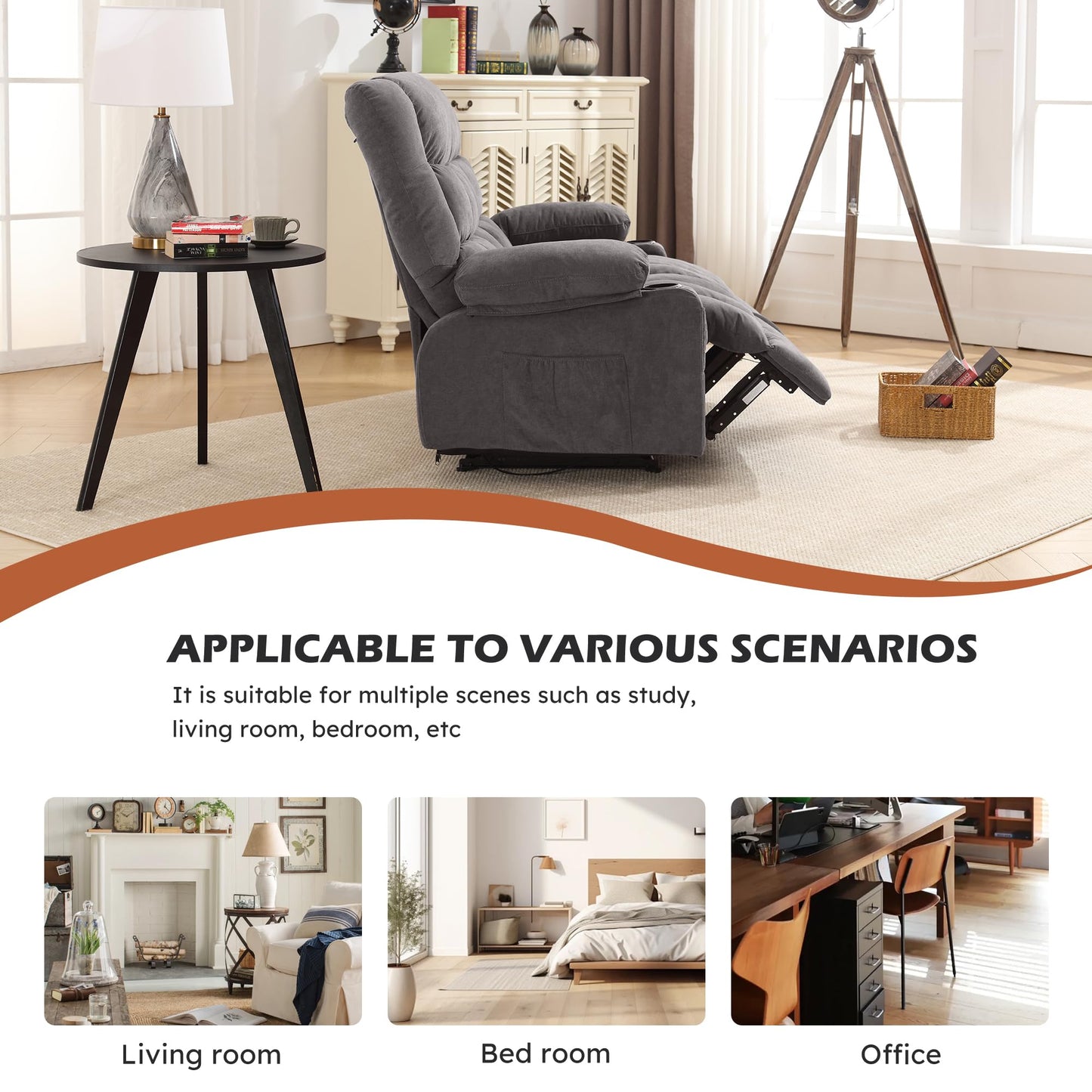 BOSMILLER Reclining Loveseat with Cup Holders for Living Room 2 Seat Manual Loveseat Recliner with Side Pocket