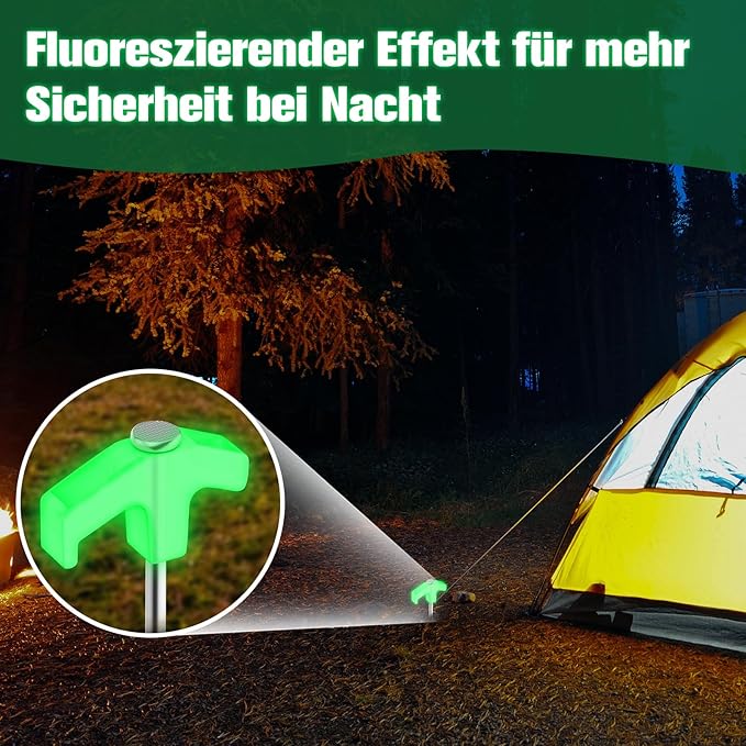 14 Pack Tent Stakes Heavy Duty, 7.8 Inch Glow-in-The-Dark Tent Pegs for Garden, Camping, Outdoor Hiking, Fishing and Camping