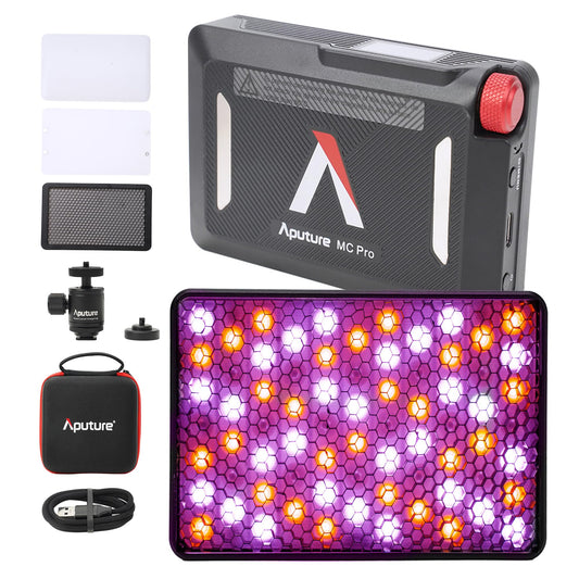 Aputure MC PRO On Camera Video Light,LED Camera Light Panel,2,000-10,000k,Magnet Adsorption Function,Dust and Waterproof,App Control for Vlogging, Photography, Video Conference,TikTok