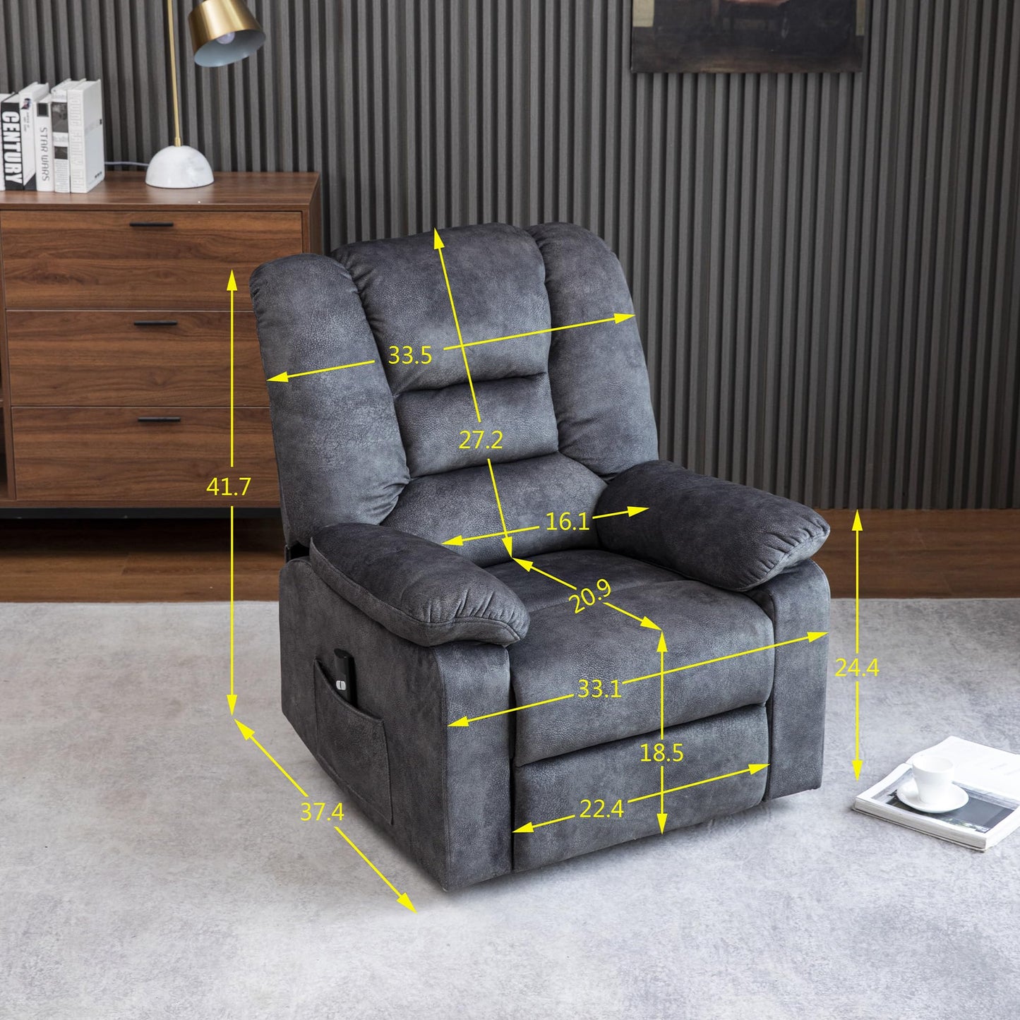 FANYE Electric Power Lift Recliner Chair for Elderly with Massage and Heat, Infinite Position Adjustable Recliner & Chair 1 or 2 Remote Controls and Side Pocket