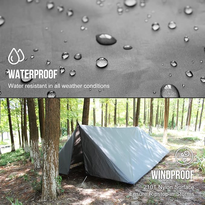 Gigantic Shelter:LYN Supersize 4 Doors Ultralight Rain Fly Tent Tarp/Housefly-16.4'9.6', Packable Ripstop Waterproof Heat Preserved, for Backup Packing, Camping Tarp, Hammock Cover, Survival Shelter