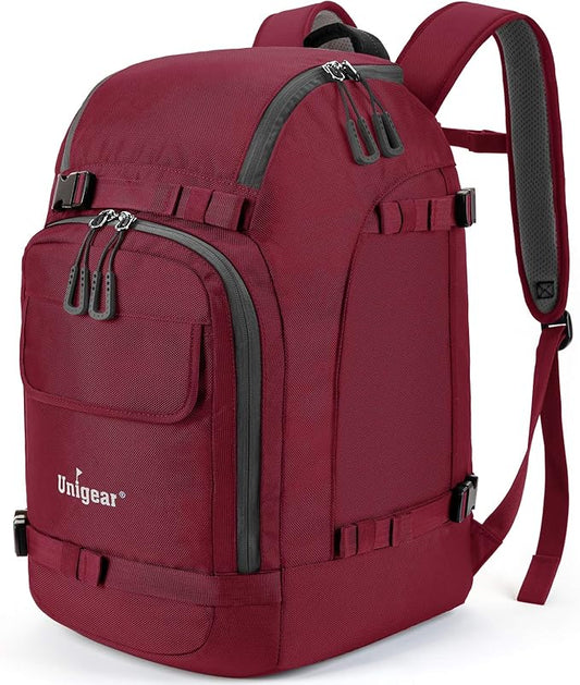 Unigear Ski Boot Bag, 50L Ski Boot Travel Backpack for Ski Helmet, Goggles, Gloves, Skis, Snowboard & Accessories (Red)