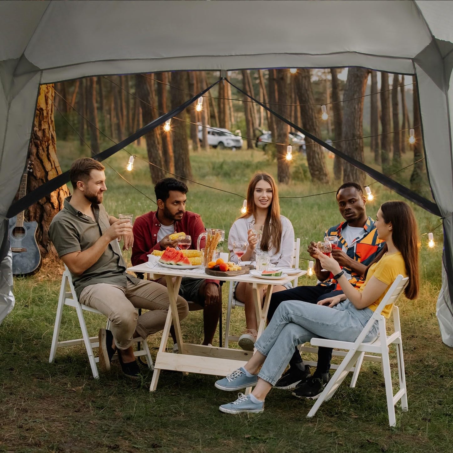 Thinlute 12' X 12' Screen Tent for Camping Canopy Easy Set Up Camper Screen House Room Porch Screened Gazebo 8-10 Person Screenhouse Bug Mesh Shade Tent UPF 50+ Screen Sun Shelter for Outdoor Patios