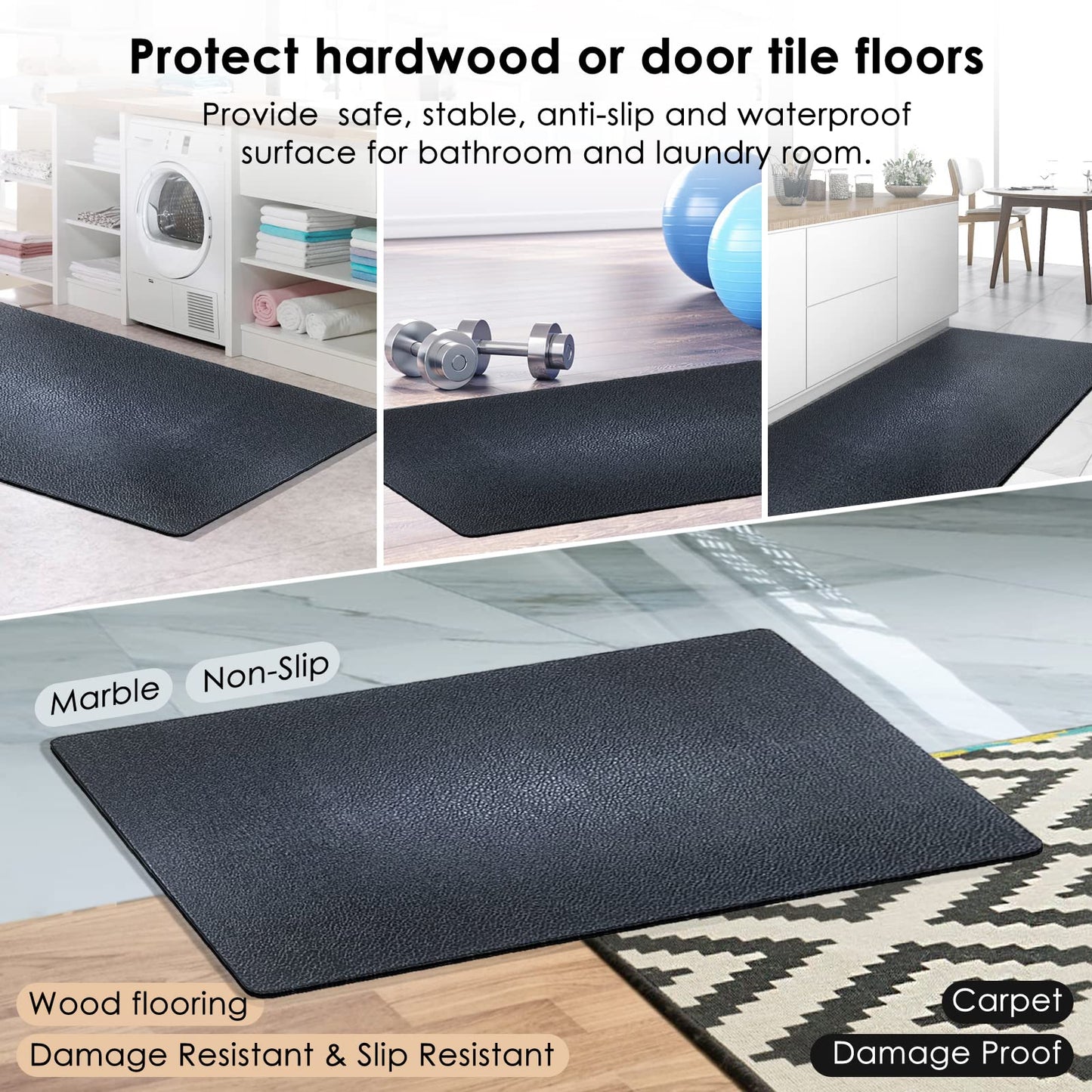 Treadmills Mat for Health & Fitness Exercise Equipment Mat Bike Mat - Anti Fatigue Elliptical Mat, 6mm Thick, Fitness Mat, Jump Rope Mat, Gym Mat Used On Hard Floors and Carpet Protection 36"x60"