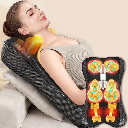 Back Massager with Heat, Shiatsu Neck and Back Massager for Pain Relief Deep Tissue, 3D Deep Kneading Cushion Massage for Neck Shoulder Legs, Suitable for Office and Home, Gifts for Men Women