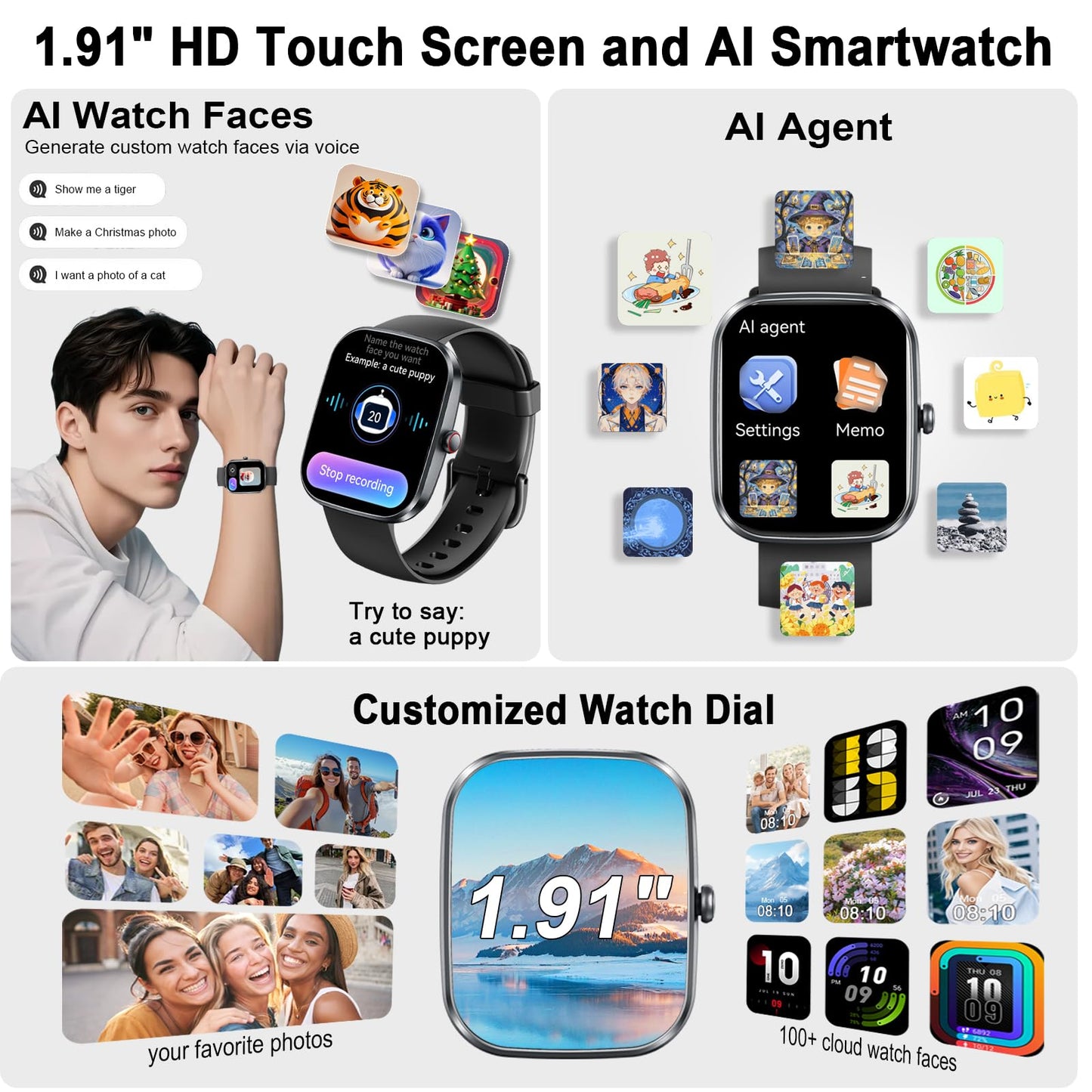 Smart Watch with AI ChatGPT built-in (Answer/Make Call), 1.91" Smartwatch for Men Women, 112+ Fitness Activity Tracker, Calories/Heart Rate/Sleep Monitor, IP68 Waterproof Step Counter for Android iOS