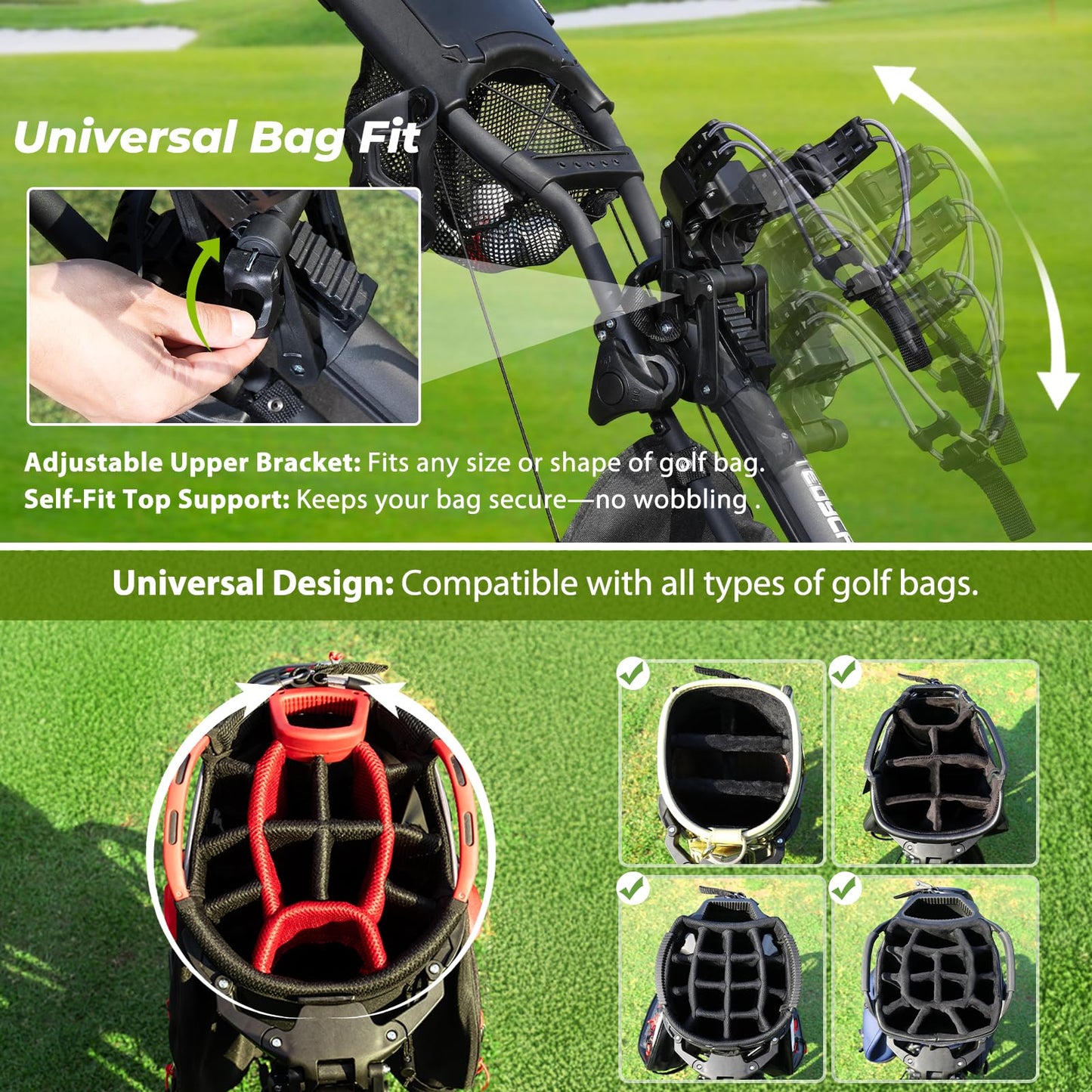 Tedycatt 3 Wheel Golf Push Cart: Lightweight Golf Walking Cart, Compact Folding Golf Trolley, with Phone Holder, Brake, Cup, Umbrella Holder, Cooler, Gray