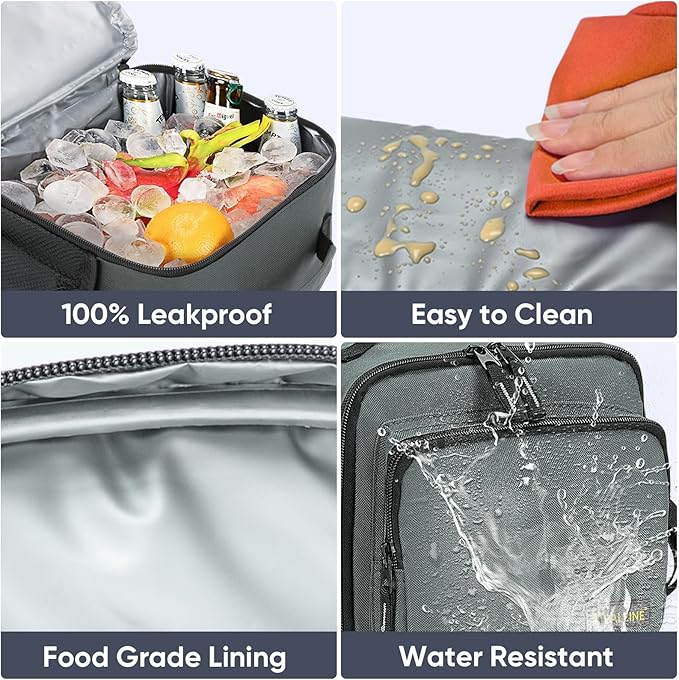 BALEINE Insulated Lunch Bag for Men Women, Leakproof Cooler Bag with Adjustable Shoulder Strap for Work Picnic, Lunch Box for Women Men (Small, Blue)