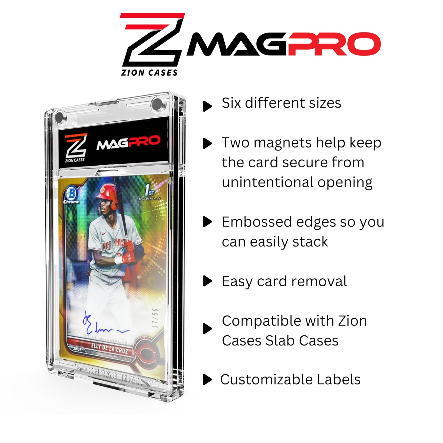 Zion Cases MagPro 35PT Magnetic Card Holder; Duel Magnet Card Case for Secure Holding Strength to Guard Against Unintentional Openings; includes 25 Magnetic Trading Card Case; (25 Pack)