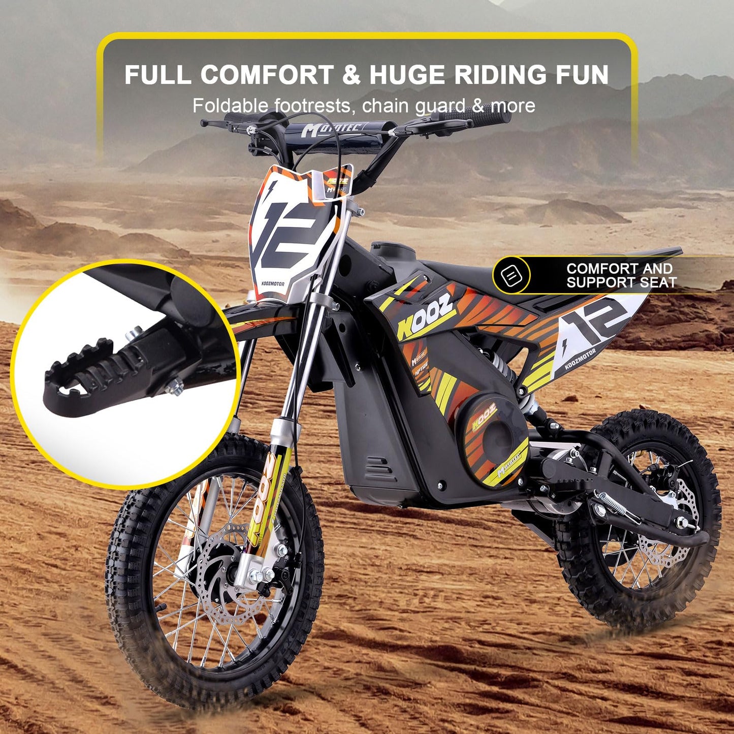 MotoTec 36v 1000w (HP112E) Electric Dirt Bike Orange