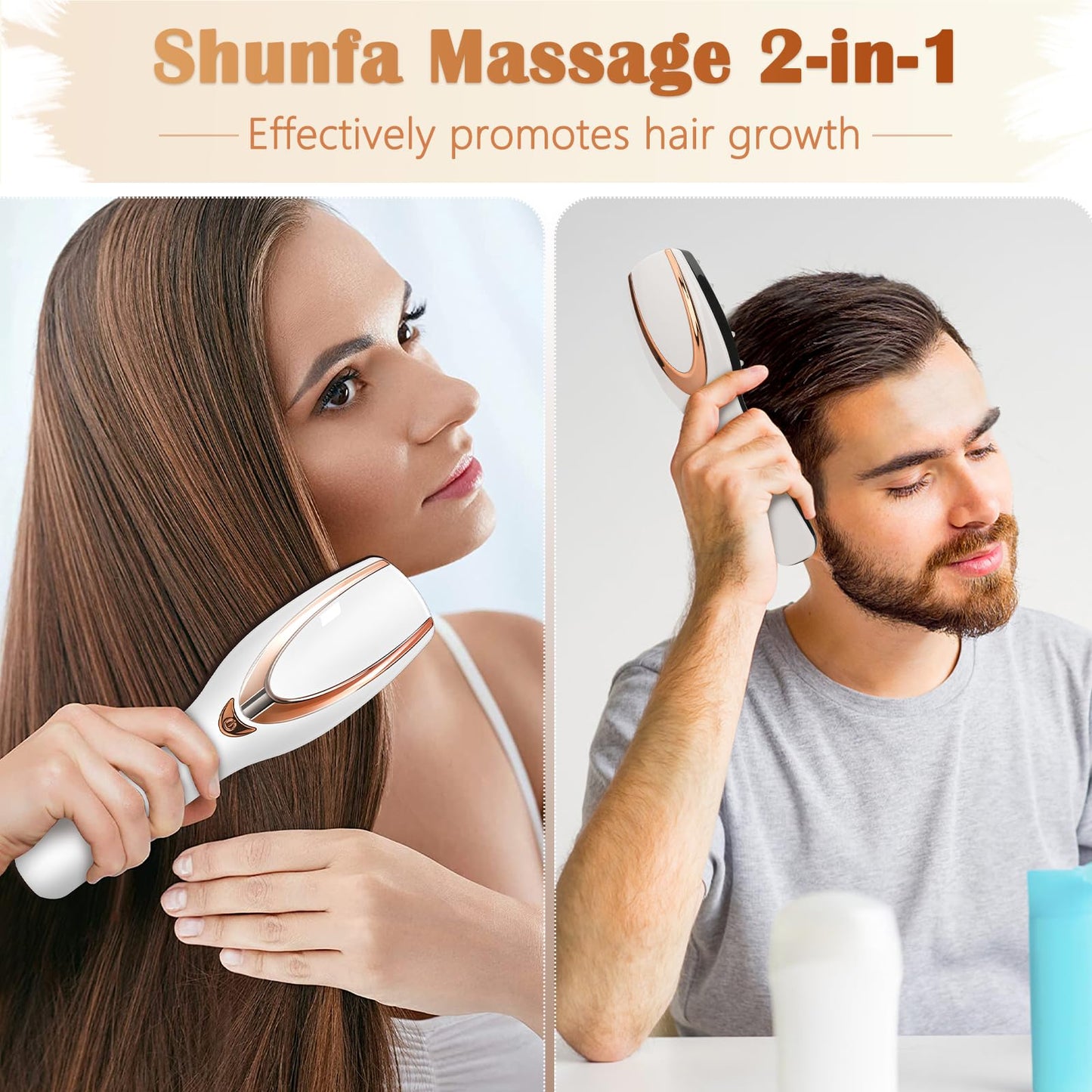 AIBOKEE Electric Hair Massager for Hair Growth and Stress Relaxation, Hair Massage Brush for Men & Women, Stress Relief & Fatigue Relaxation - White