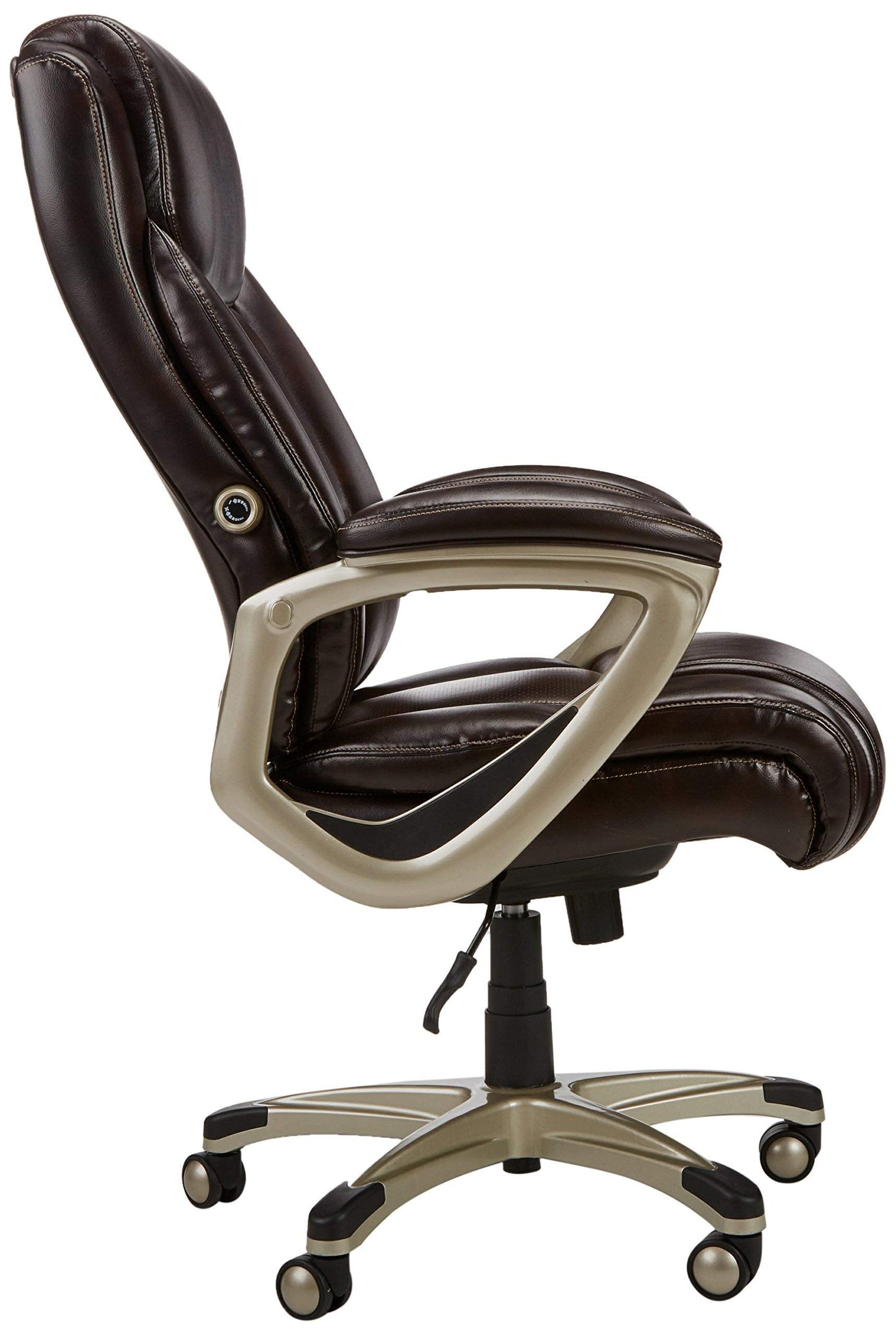 Amazon Basics Big and Tall Executive Chair - Adjustable with Armrest, 350-Pound Capacity,28.5D x 30.25W x 47.9H in, Brown with Pewter Finish