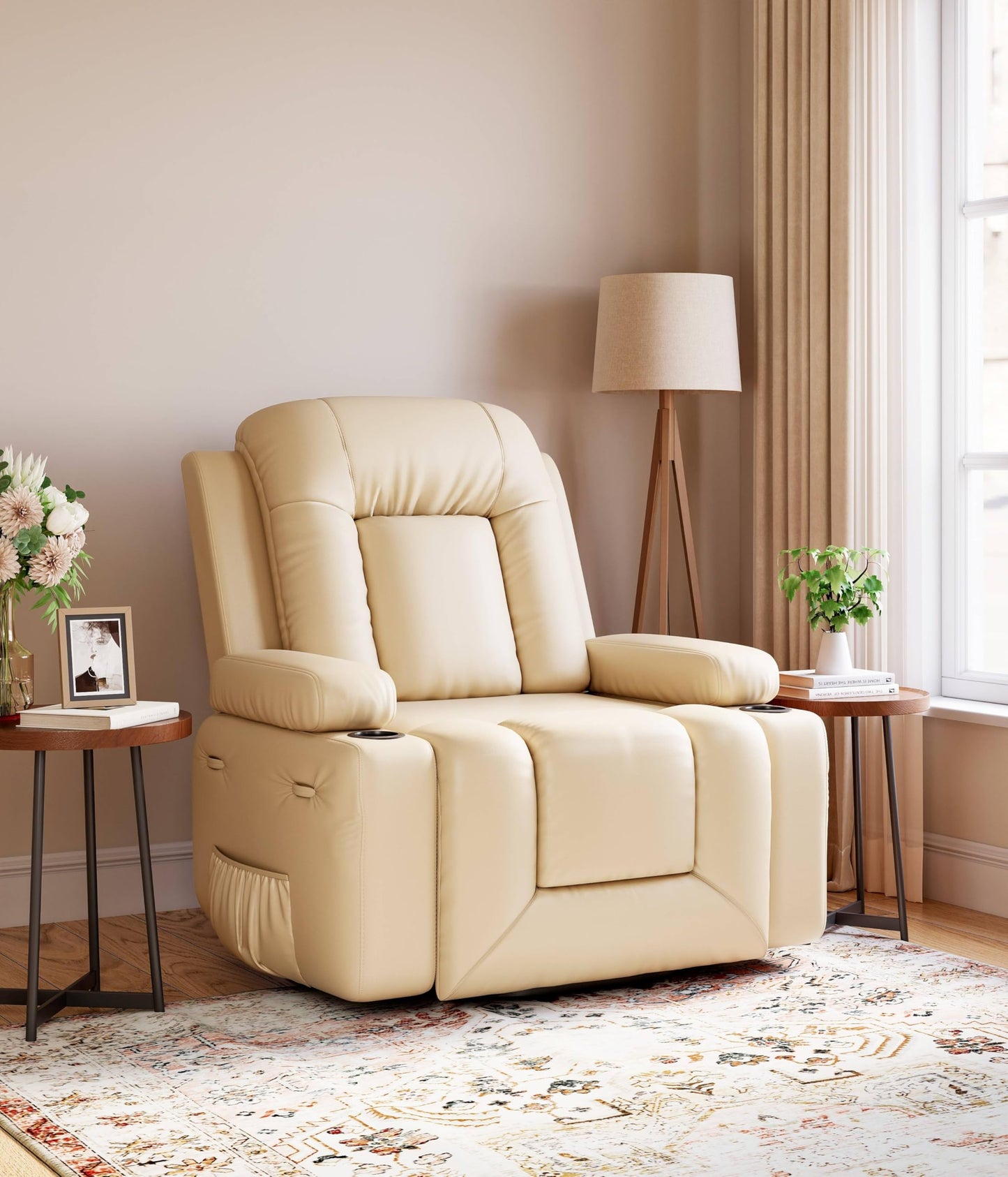 Power Lift Recliner Chair - Heat and Massage, Faux PU Electric Lift Recliner for Elderly & Mobility Impaired, Adjustable Back and Legs, Heavy Duty Lift Chair for Seniors