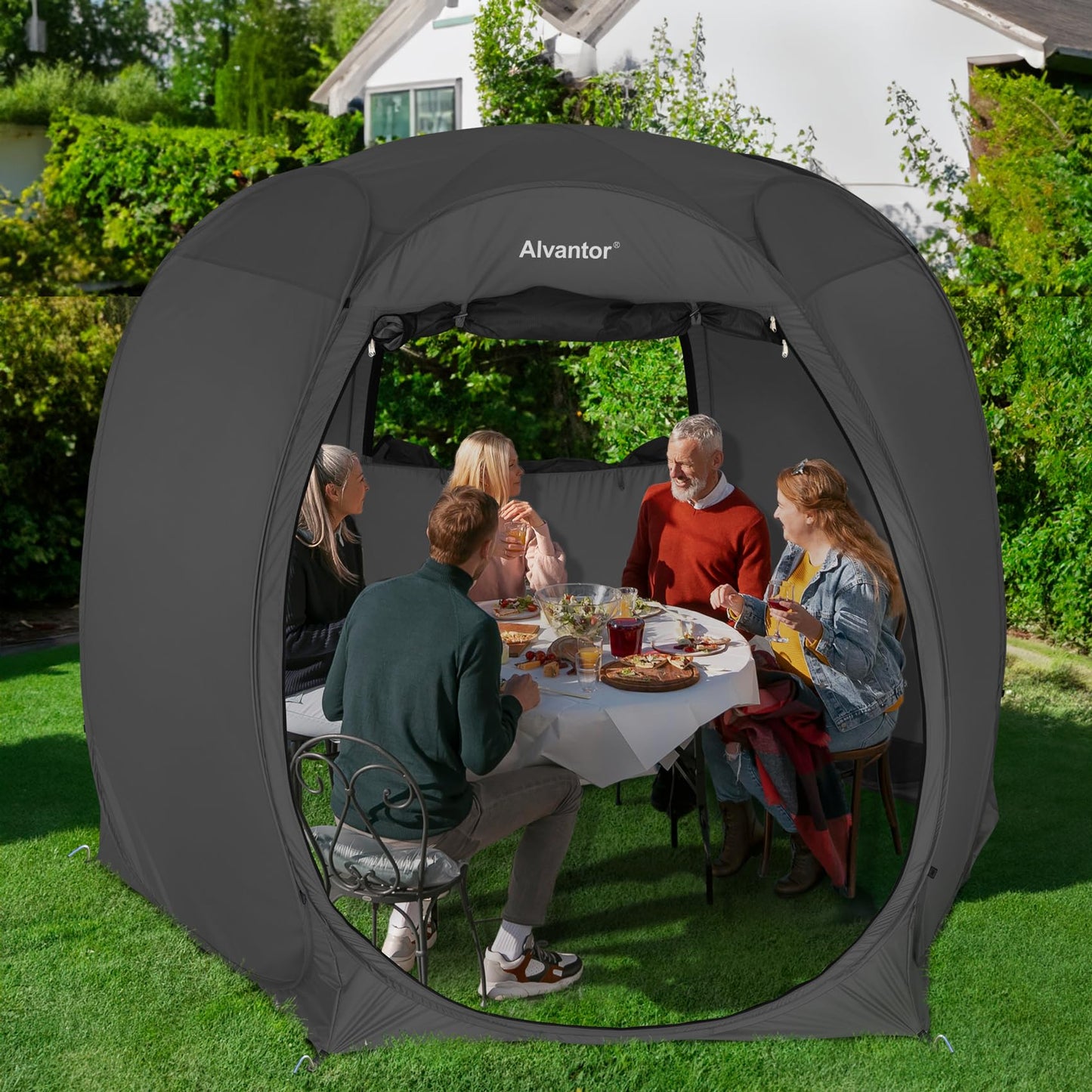 Alvantor Pop Up Screen Tent House Room Instant Outdoor Camping Canopy Sun Shelter Gazebo for Patio, Backyard & Deck, Privacy Tent(2-10 People, 8'x8' 10'x10' 12'x12')