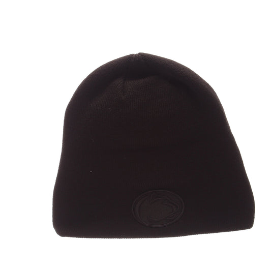 Zephyr Penn State Nittany Lions Blackout Edge Black Tonal Skull Cap - NCAA Cuffless Winter Knit Beanie Toque Hat