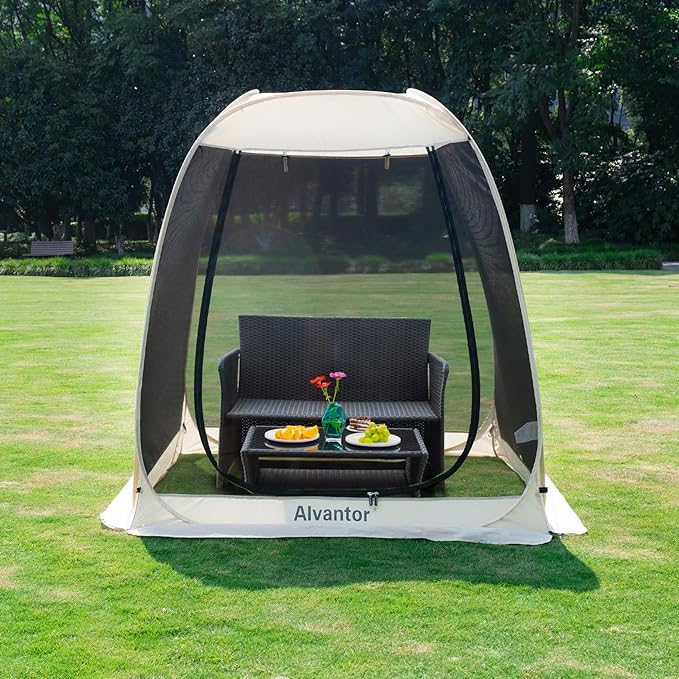 Alvantor Pop Up Screen Tent House Room Instant Outdoor Camping Canopy Sun Shelter Gazebo for Patio, Backyard & Deck, Privacy Tent(2-10 People, 8'x8' 10'x10' 12'x12')