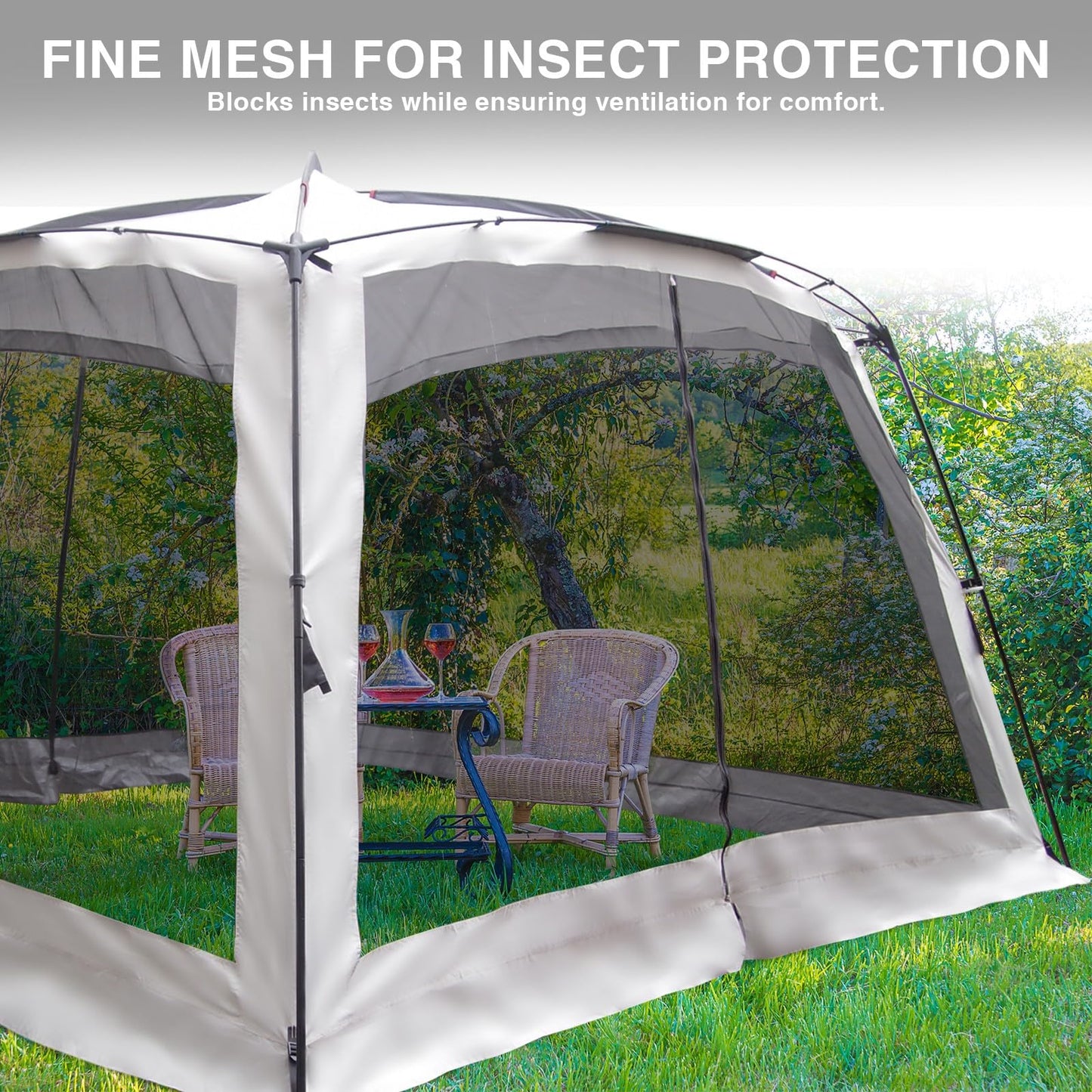 Thinlute 12' X 12' Screen Tent for Camping Canopy Easy Set Up Camper Screen House Room Porch Screened Gazebo 8-10 Person Screenhouse Bug Mesh Shade Tent UPF 50+ Screen Sun Shelter for Outdoor Patios