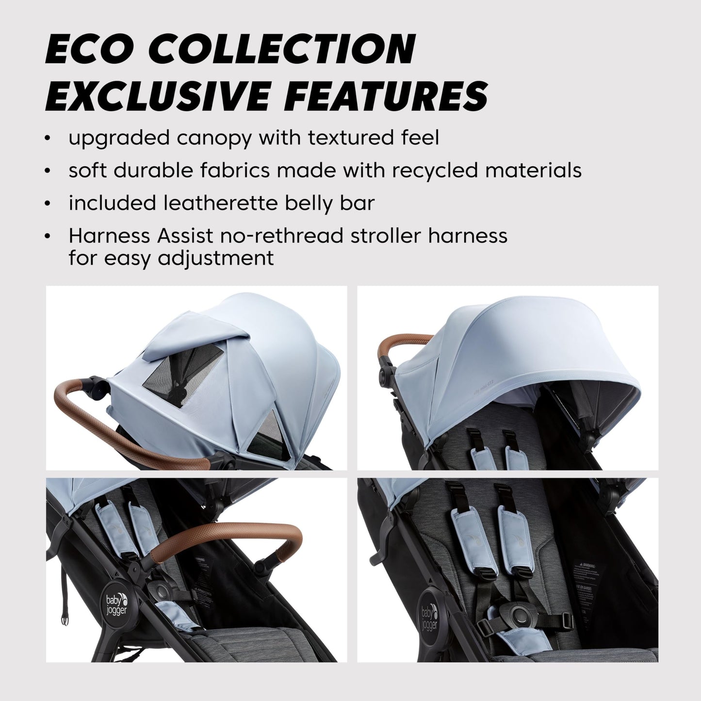 Baby Jogger City Mini GT2 Single Stroller Eco-Friendly Series Slate Fog Four-Way Use with Infant Car Seat Adapters Included