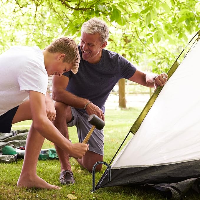 16 Inches 24-Pack J Hook Rebar Stakes Heavy Duty Tent Stakes with Chisel Point End, Steel Ground Anchors Metal Garden Stakes Chain Link Fence Stakes Black Coated