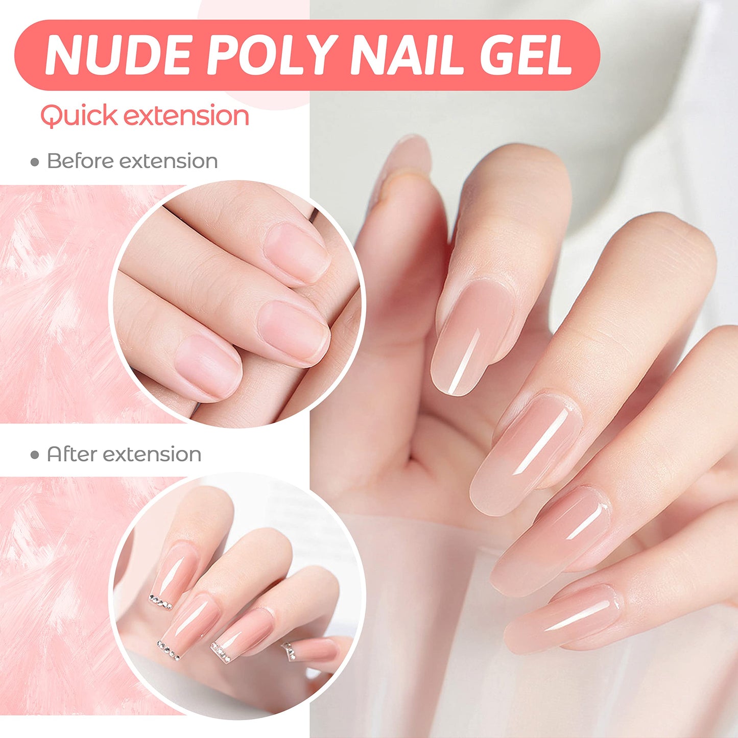 AIJIMEI Clear Poly Nail Gel Poly Nail Extension Gel Clear Builder Nail Gel for Nail Beauty Poly Extension Gel for Nail Trendy Nail Art Design Salon DIY at Home for Nail Art Beginner(30ml/1fl.oz)