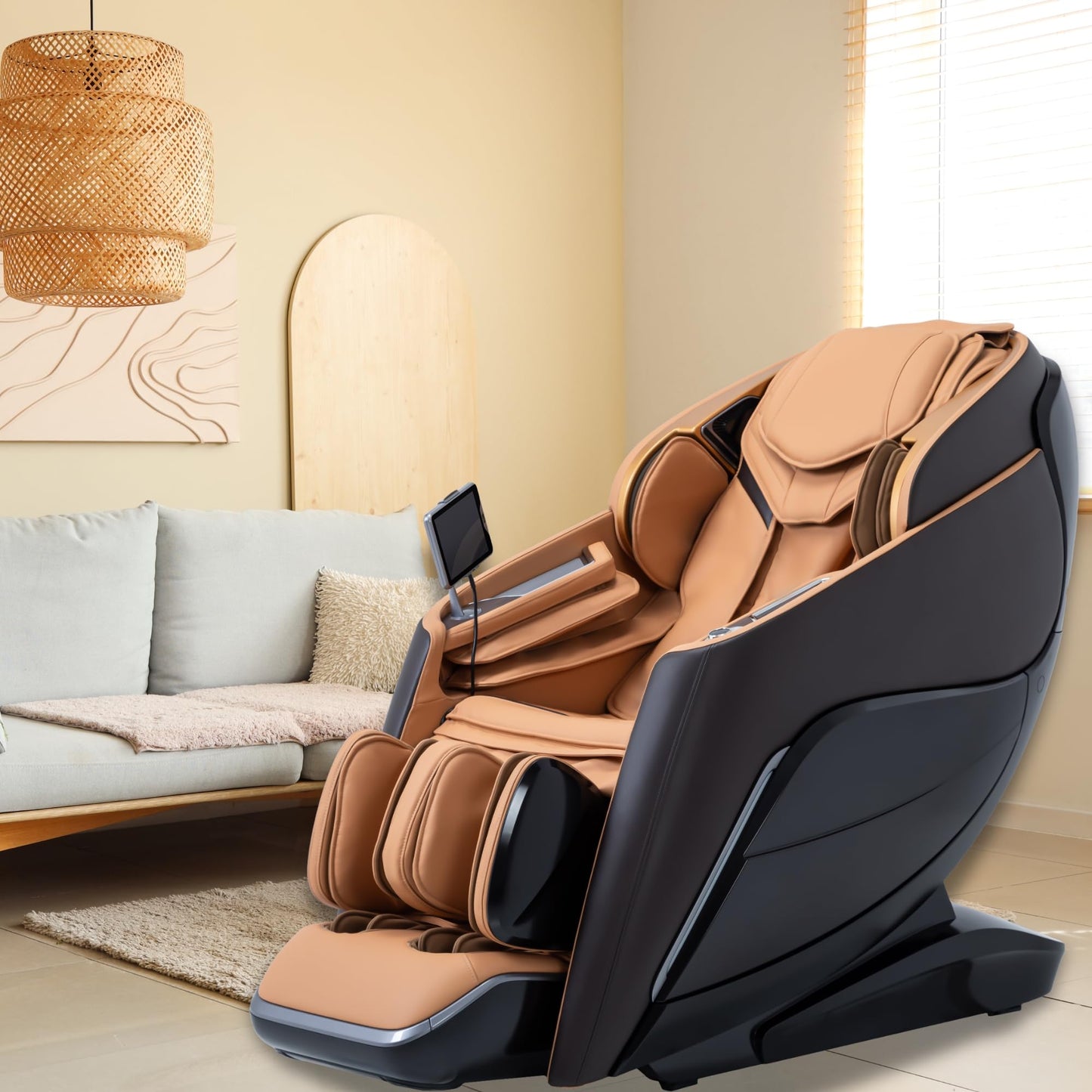 Alfine A710 Pro 2025 4D Massage Chair iRest System, Full Body Zero Gravity Recliner with SL Track, Yoga Stretching, Health Detection, APP Control, and Electric Calfrest Extension (Brown)